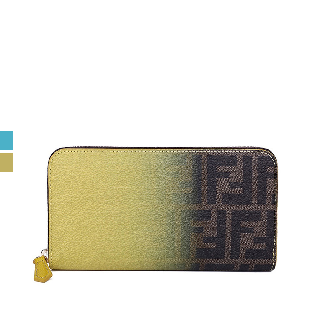 女士fendi长款钱包新款logo渐变pvc印花钱夹钱包