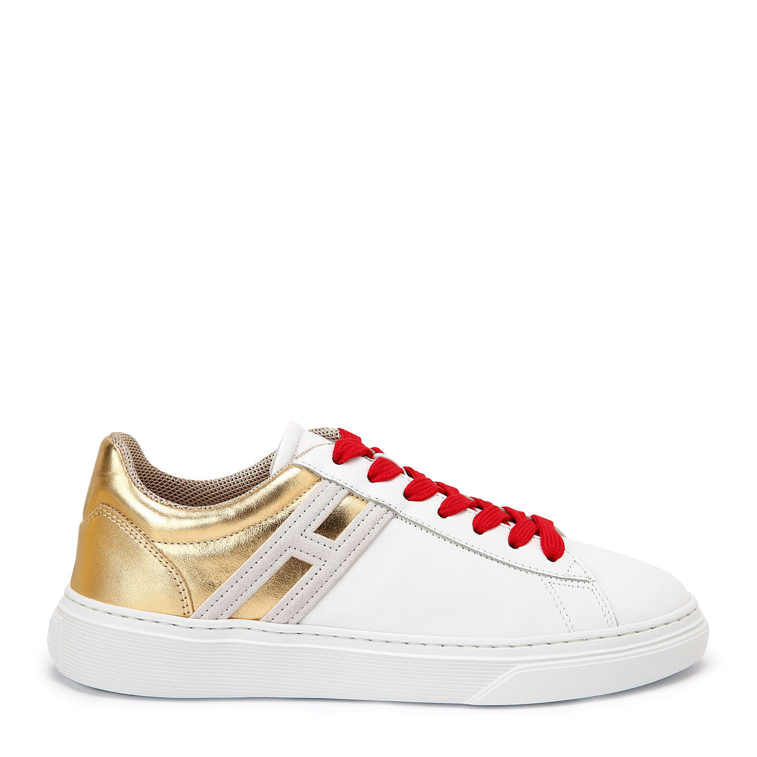 hogan多色牛皮皮革拼接logo圆头秋季女士时尚单鞋