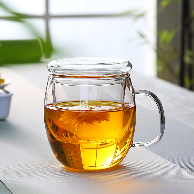 玻璃杯水茶水绿茶花茶透明水杯办公泡茶耐热玻璃杯