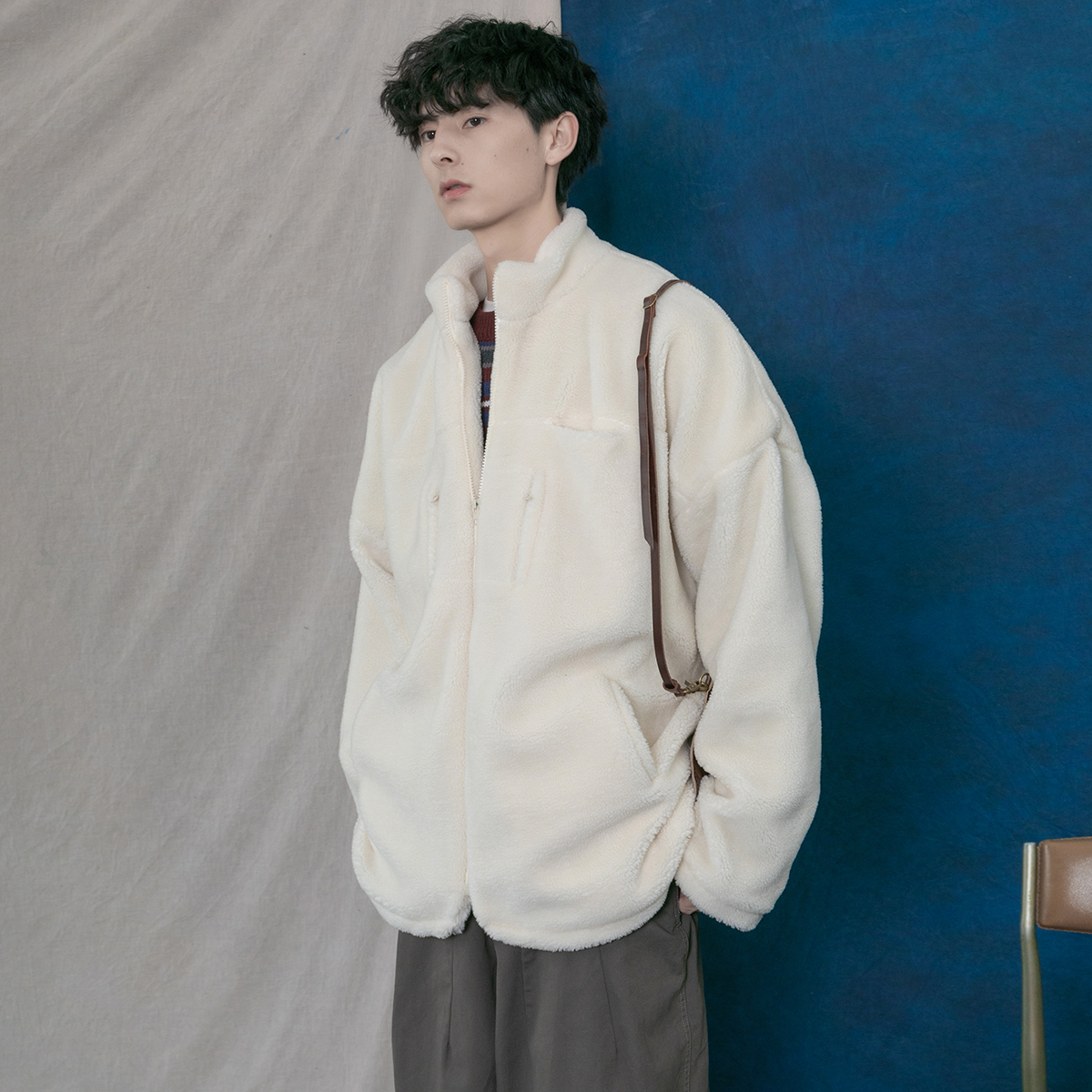 蒙马特现货 国潮街头羊羔绒毛毛大衣 冬季男女情侣宽松BF棉衣外套