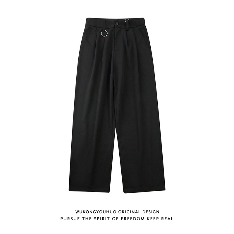 悟空有货潮牌纯色百搭垂感西裤男街头宽松直筒休闲裤潮流阔腿长裤