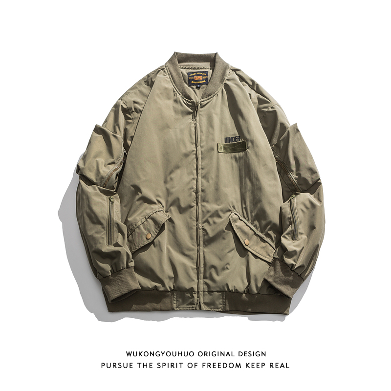 悟空有货美式复古飞行员夹克男潮牌街头嘻哈bf宽松休闲棒球服外套