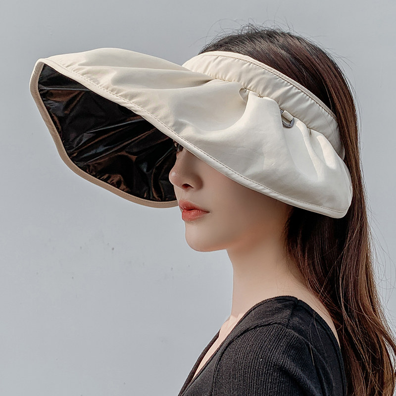 卡帝乐鳄鱼帽子子女夏空顶遮阳帽防紫外线黑胶贝壳骑车遮脸帽子