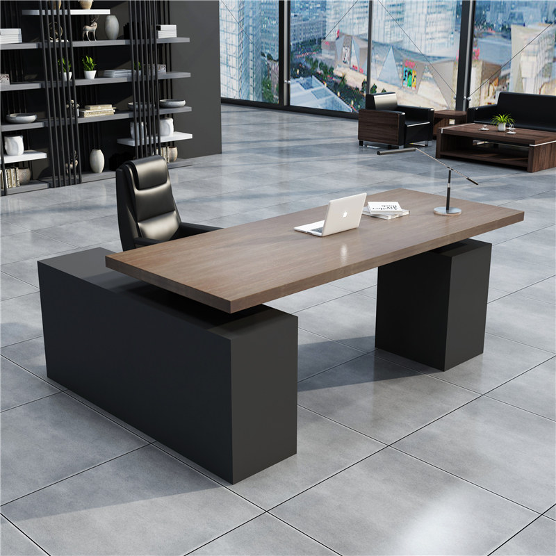 实木总裁老板办公桌现代简约办公室家具经理大班台带侧柜大班台