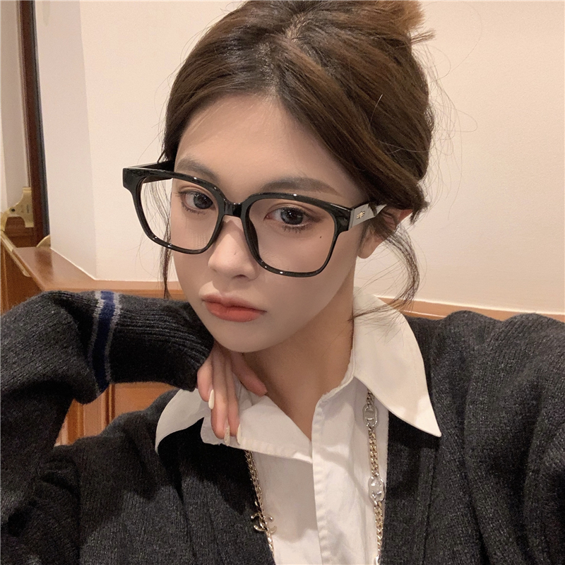 韩版潮网红黑框显脸小防蓝光近视眼镜框女可配有定制成品光学镜