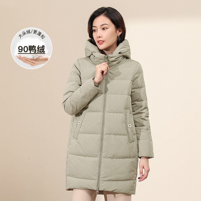 千仞岗羽绒服女中中长款韩版宽松大码纯色加厚修身羽绒服