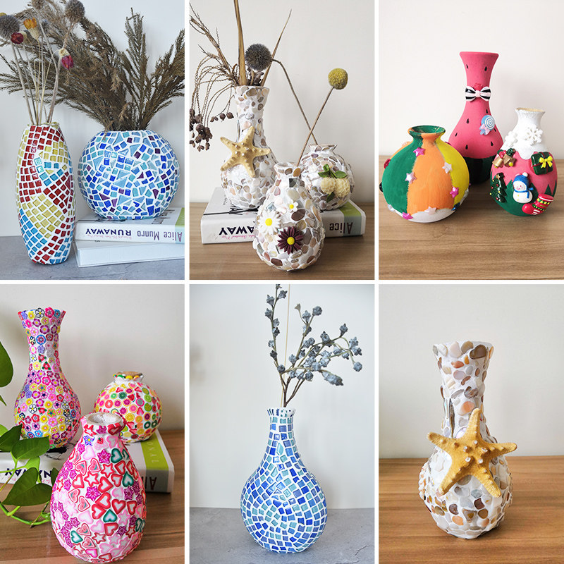 儿童成人创意手工材料底胚diy亲子制作木花瓶素胚花壶摆件美工区