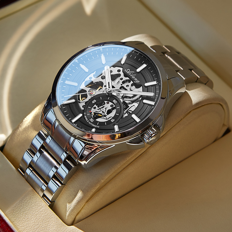 2021新款瑞士十大品牌男士手表全自动机械表钢带镂空正品男表名牌