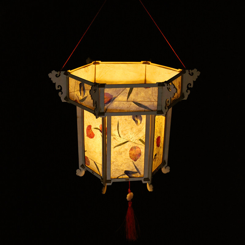 元宵节古风宫灯手提汉服草纸花草创意包古风材料灯笼