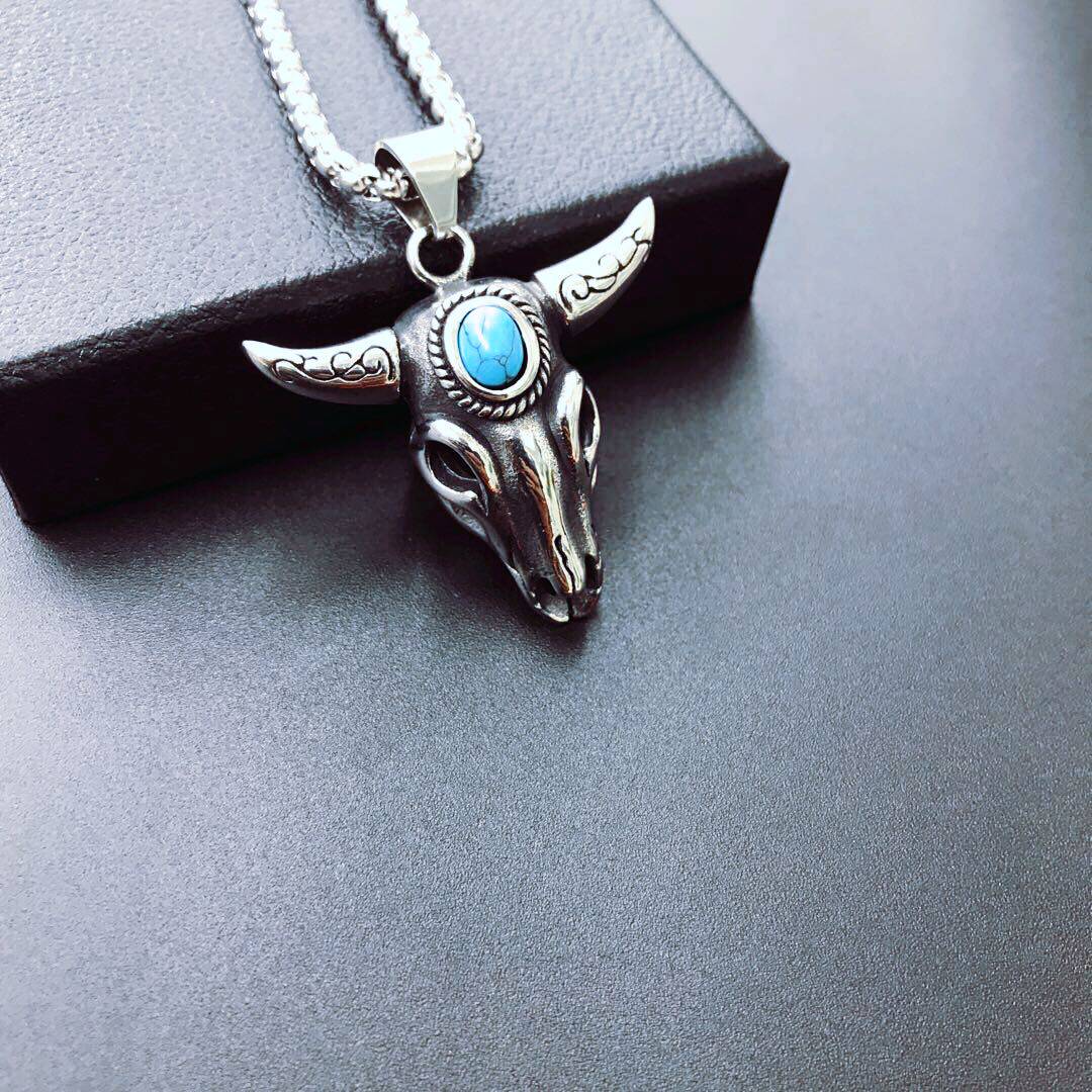 雨神同款潮牌牛头吊坠项链男女韩版时尚个性项链