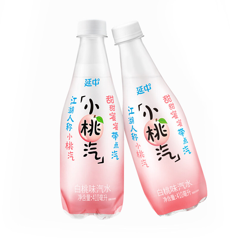 延中小桃汽白桃味汽水饮料410ml碳酸饮料