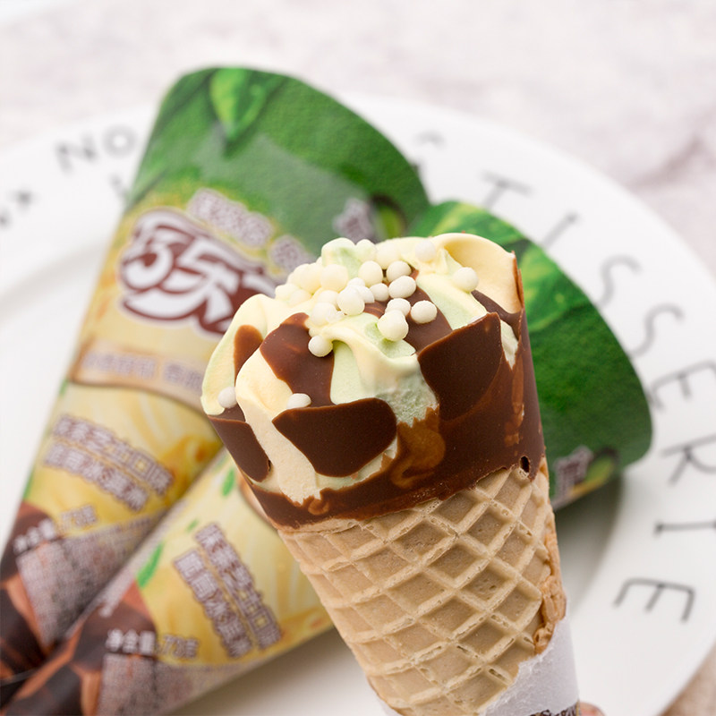 拍六件伊利巧乐兹抹茶芝士口味脆筒73g36只