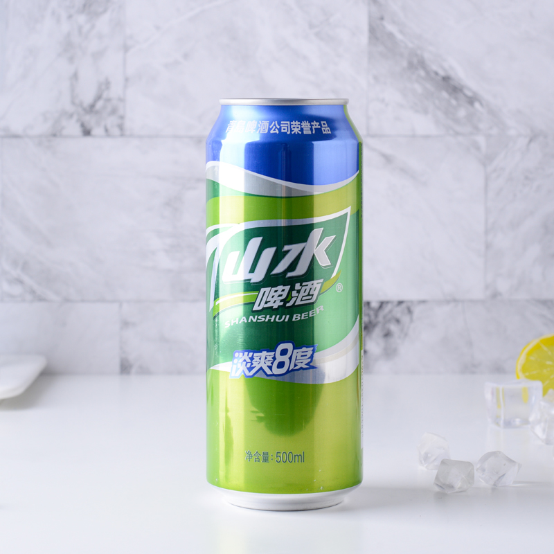 青岛山水啤酒淡爽8度500ml啤酒