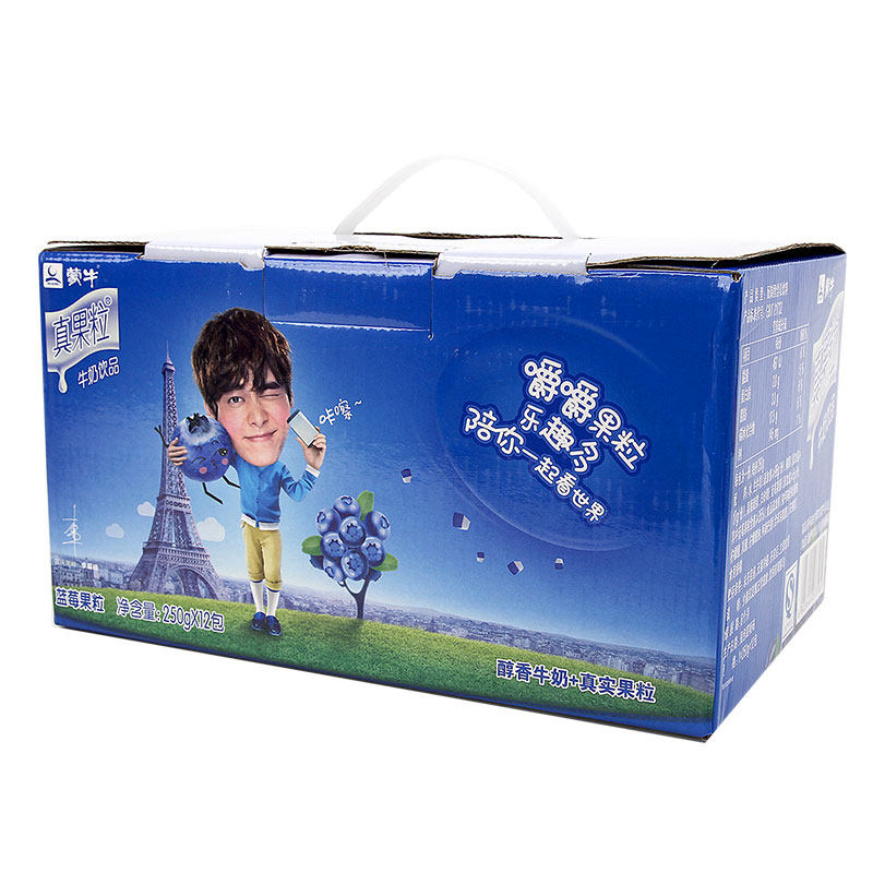 蒙牛真果粒牛奶饮品(蓝莓果粒)250g*12盒/箱-mc母婴网