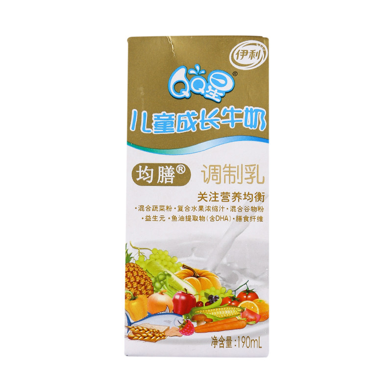 伊利qq星儿童成长牛奶(均膳)190ml/盒
