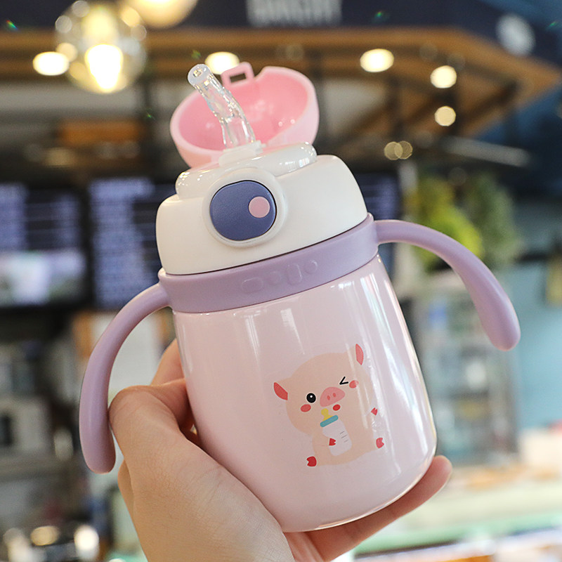 卡通儿童保温水杯宝宝学饮杯婴儿6个月以上外出吸管杯