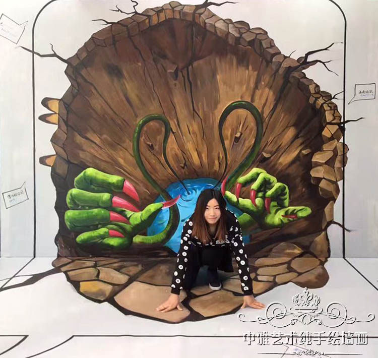 3d手绘立体画壁画定制涂鸦墙绘设计油画喷绘油画