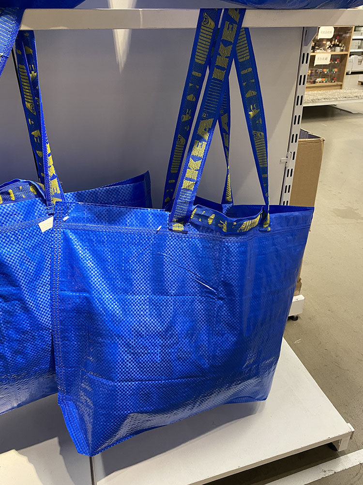 宜家弗拉塔手拎大号蓝色环保购物袋编织袋搬家袋子购物袋