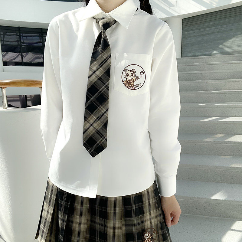 喵喵周年纪念jk刺绣衬衫制服长袖秋冬内搭白色衬衫