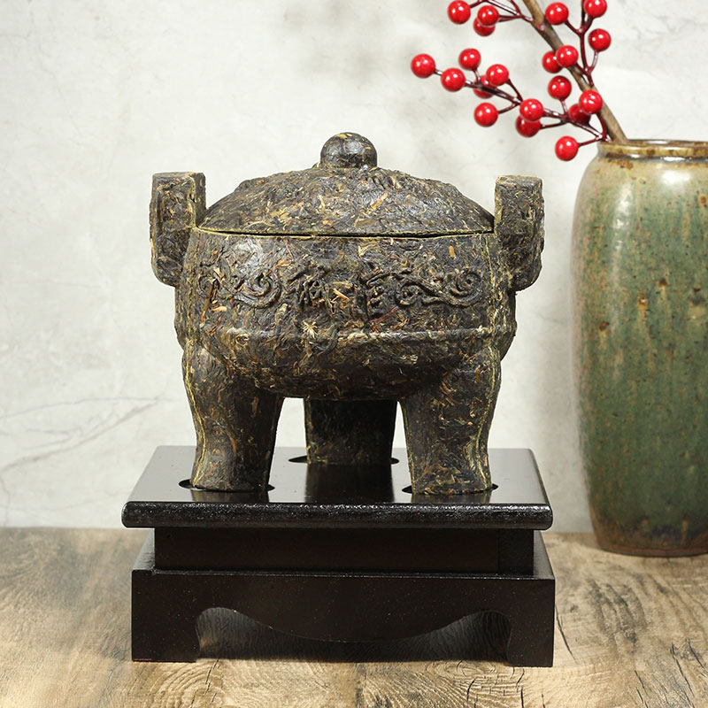 普洱茶生茶工艺茶雕摆件茶叶立体茶雕诚信茶鼎礼品茶叶礼盒装