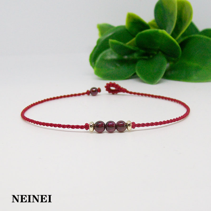石榴石简单转运珠红绳手链女手工编织柔软细款旺姻缘旺事业简时尚