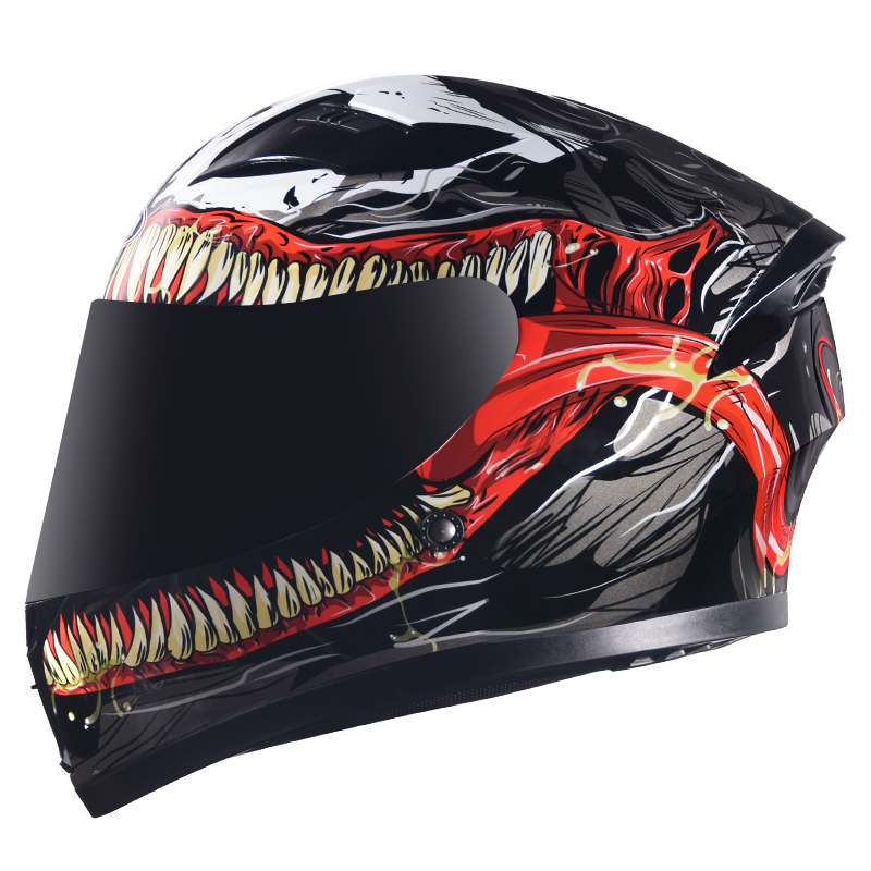 野马摩托车可配蓝牙头盔个性机车全盔覆式男女电动车头盔