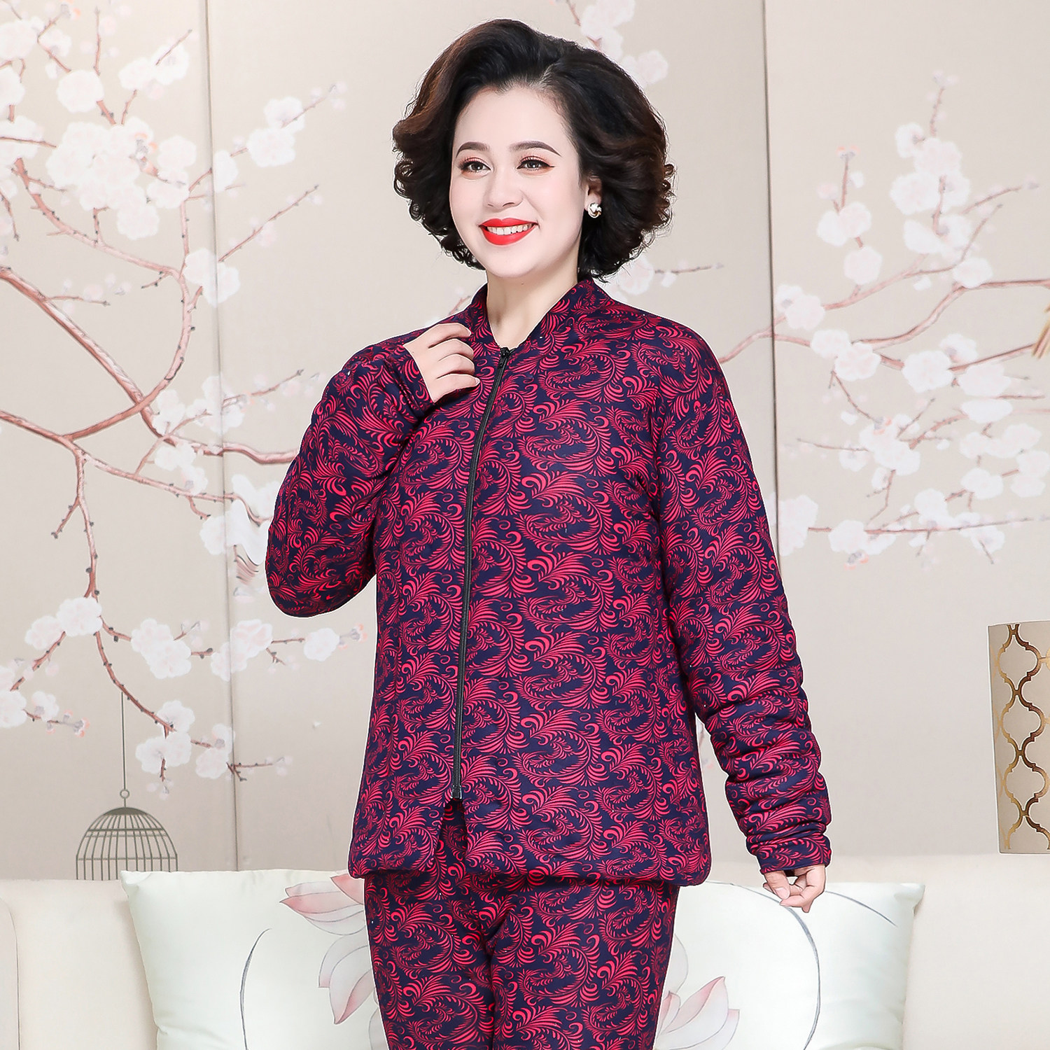 冬季纯手工棉花成人居家服修身棉服