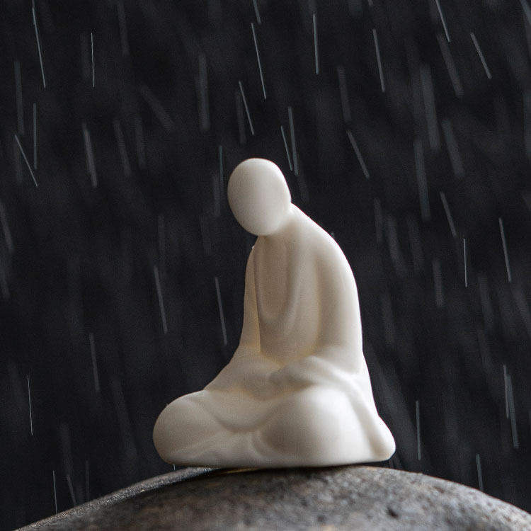 创意白瓷迷你无相佛茶摆件精品茶道禅意装饰品茶宠摆件