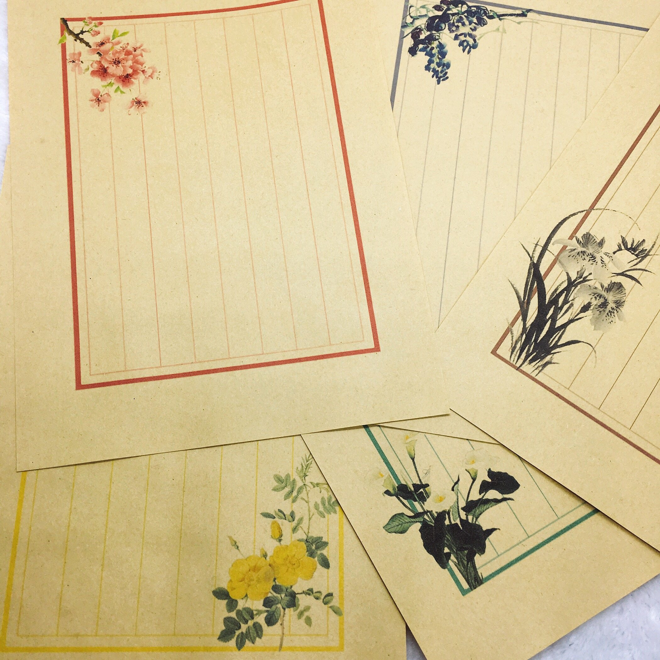 包邮厂家直销信笺学生练习书法纸小楷红八行信签100张牛皮纸钢笔