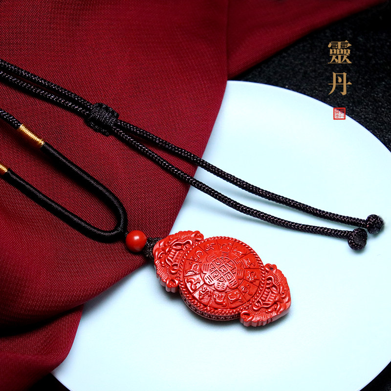灵丹朱砂民族风镶嵌随身项链男女挂件饰品品红项坠