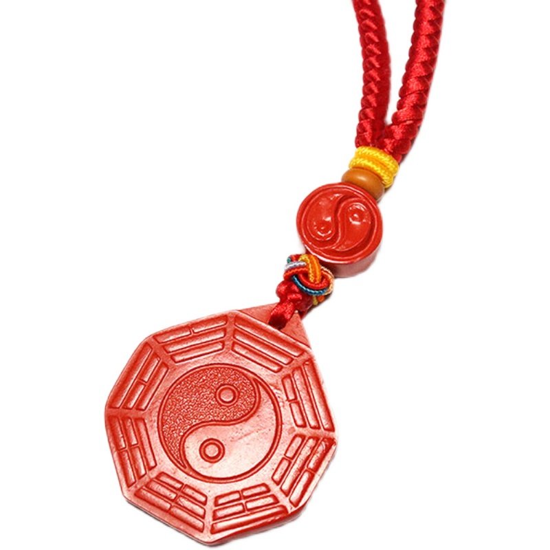 灵丹朱砂八卦吊坠钥匙民族风项链红色手工天然项坠