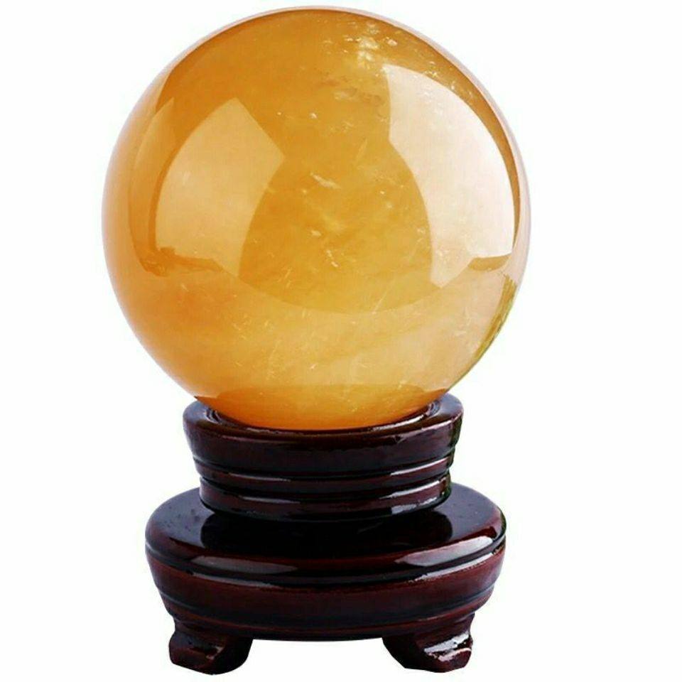 厂家直销天然黄水晶球风水球转运运球招财土黄色摆件