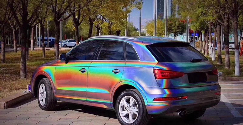 锦绣七彩镭射珠光车身改色彩虹电镀渐变贴纸改色膜