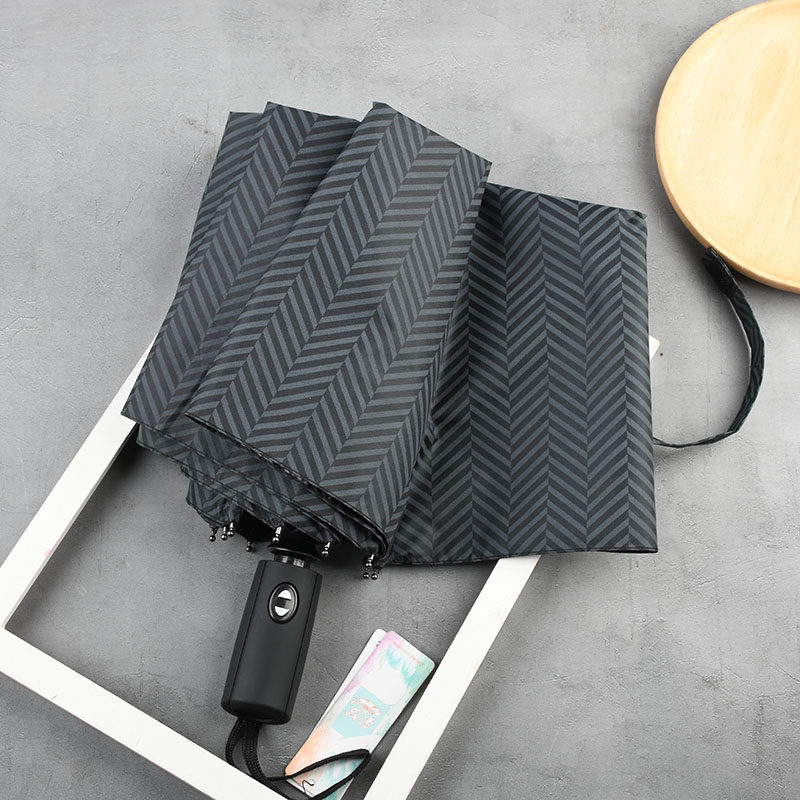 十骨加固抗风自动伞商务条纹折叠学生自开自收伞