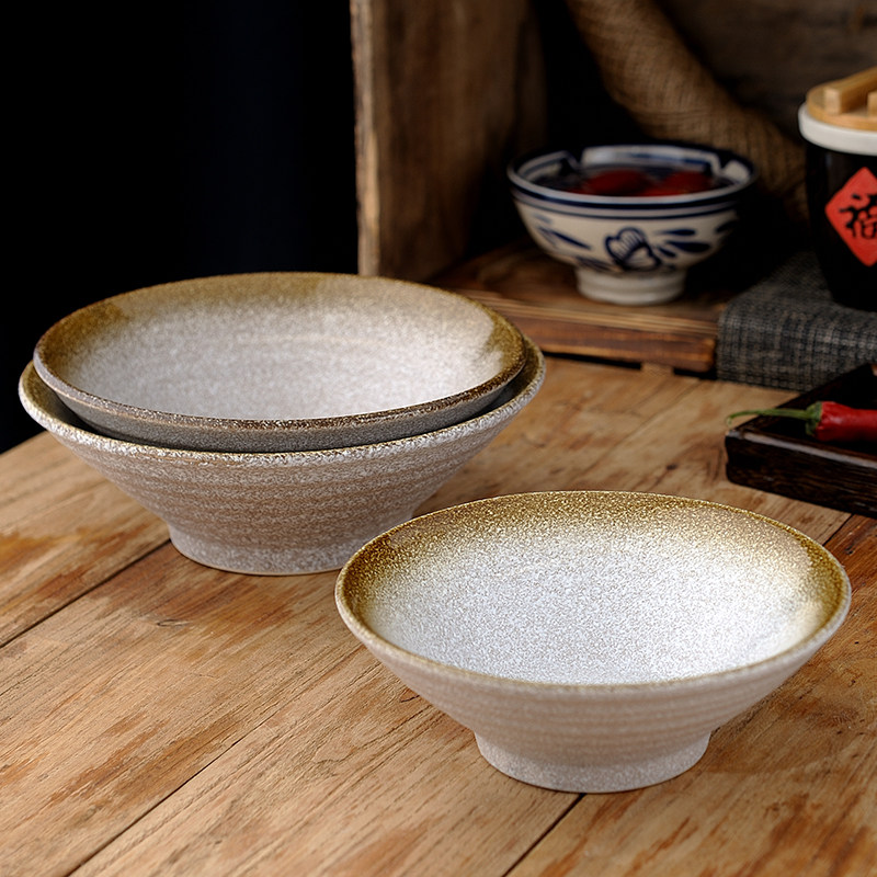 10寸9英寸拉面陶瓷大碗面馆粗陶餐具斗笠碗瓷碗