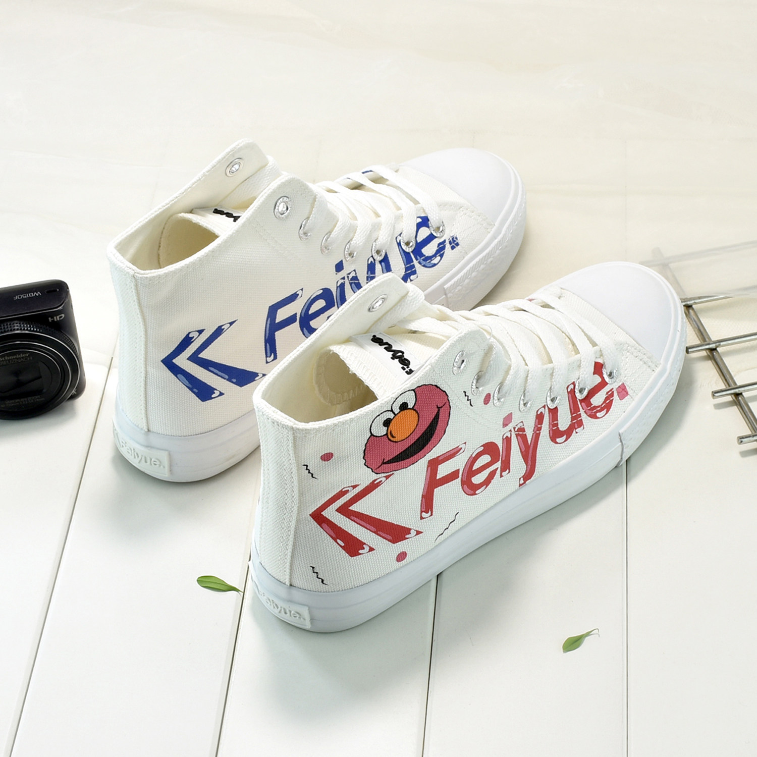 feiyue飞跃联名芝麻街手绘帆布布鞋男女百搭休闲帆布鞋
