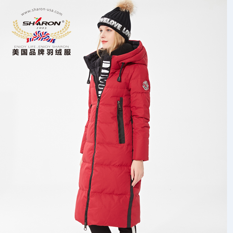 sharon/雪伦美国品牌羽绒服女休闲时尚长款外套潮面包服17709