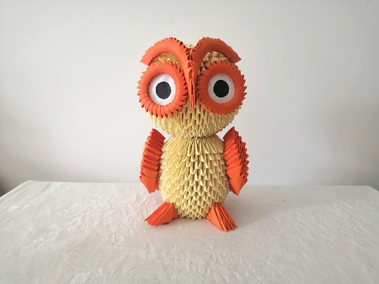 折纸三角猫头鹰成品3d插手手工diy卡通玩偶卡通花