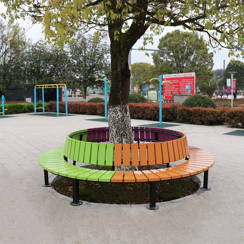 户外公园椅围树椅广场塑木树围座椅防腐木凳公园椅