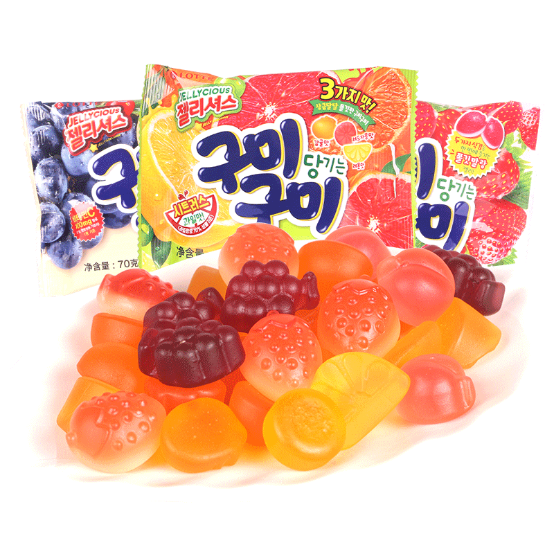 果味韩国进口乐天天水果汁软糖橡皮糖草莓糖果糖果