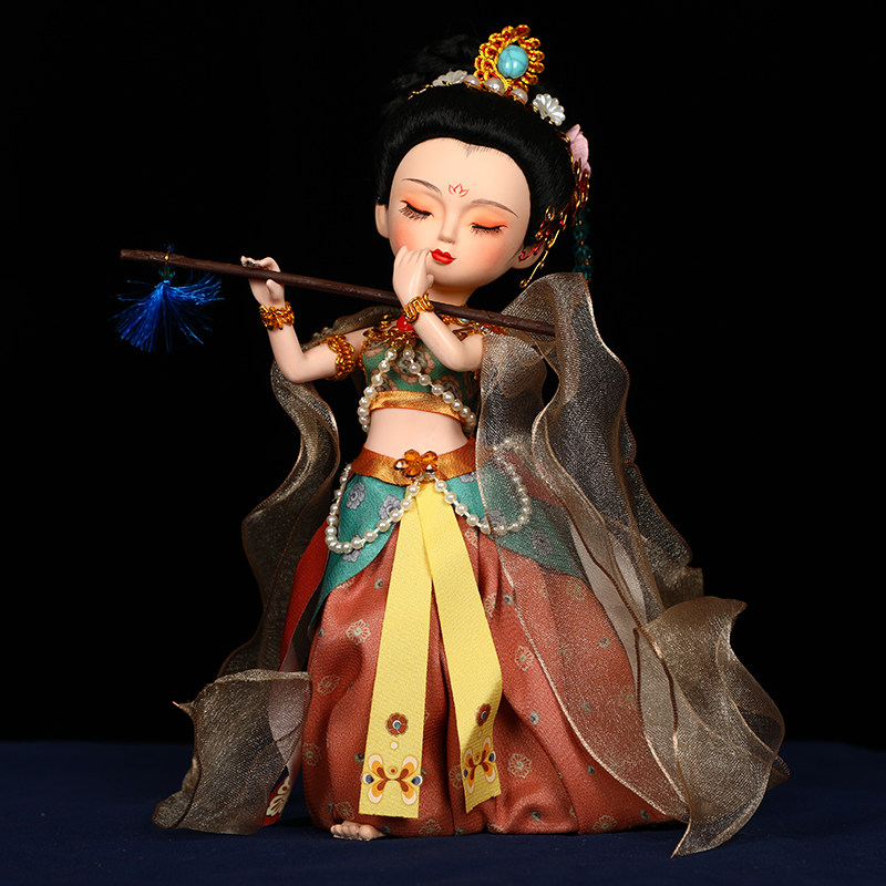 敦煌飞天玩偶摆件中国特色礼品北京绢人娃娃纪念品绢人
