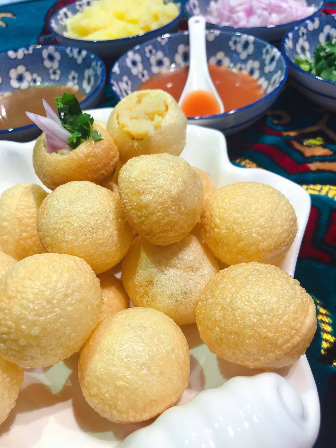 gappapuripapad印度特色街头小吃抖音款炸空心球土豆球印度小吃