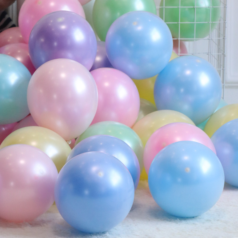 生日派对冰淇淋气球布置珠光色系乳胶圆形10个气球