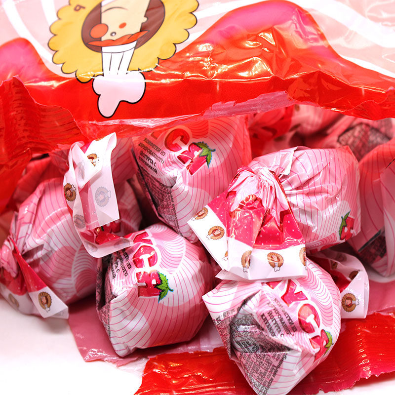 俄罗斯糖果草莓酸奶奶糖原装进口俄小夹心糖网红高颜值糖果