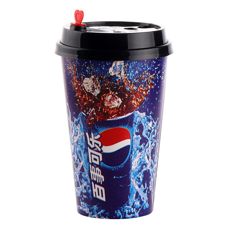 一次性百事可乐杯子加厚双淋肯德基可乐纸杯带盖1000只纸杯