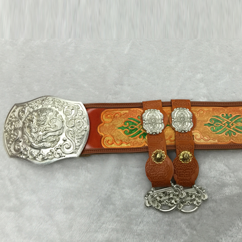 腰带蒙古族男士纯皮宽体手工男款蒙古腰封配饰腰带