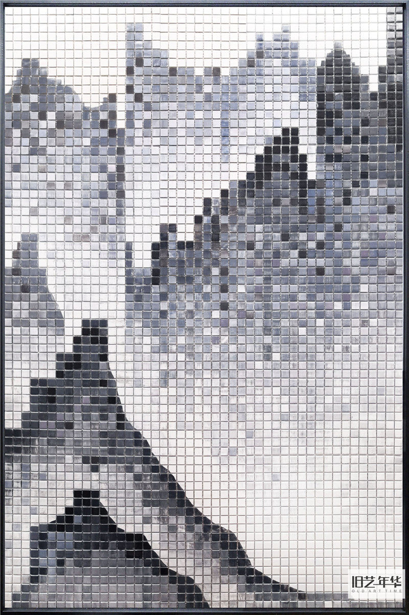 中国国风山水抽象玄关3d立体画玻璃马赛克装饰画现代装饰画