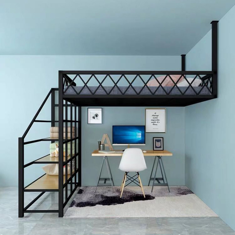 全欧吊床阁楼床省空间床上床下铁艺悬空床小铁艺