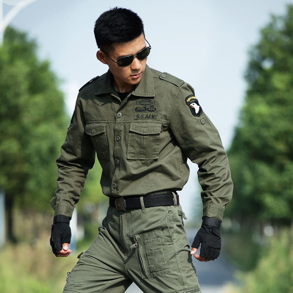 户外101空降师迷彩服套装男军装套装特种兵作训服野战纯棉工作服