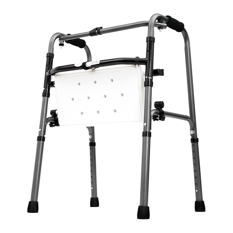 可孚老人助行器辅助行走器轻便折叠四脚拐棍带轮带座助步器医用